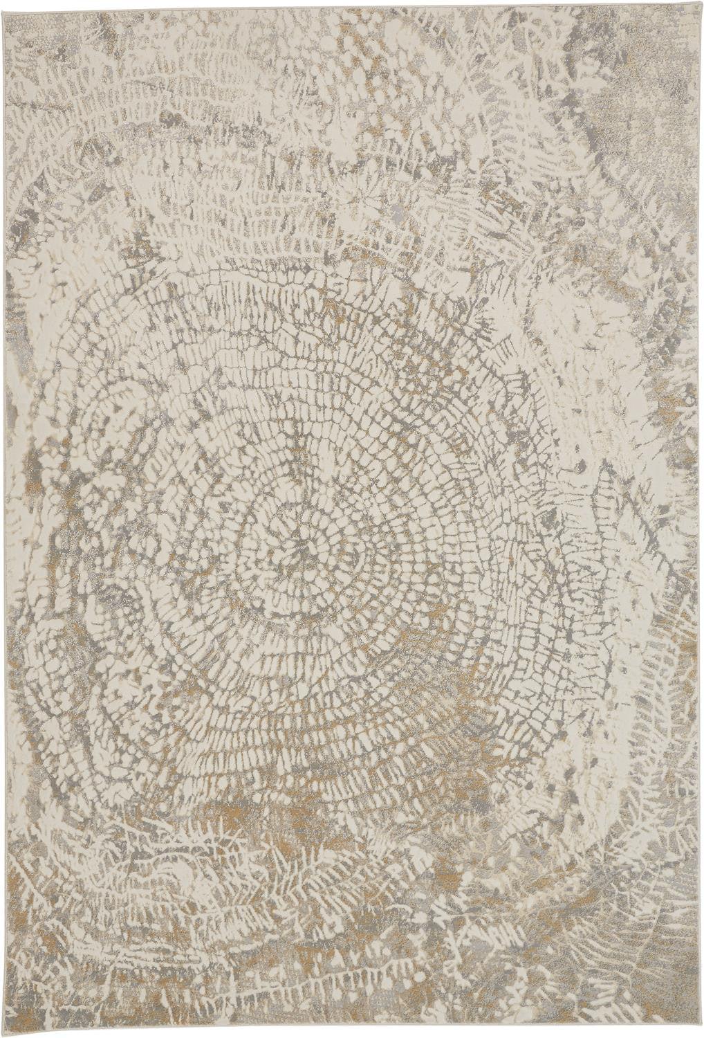 4' X 6' Gray Ivory And Tan Abstract Area Rug