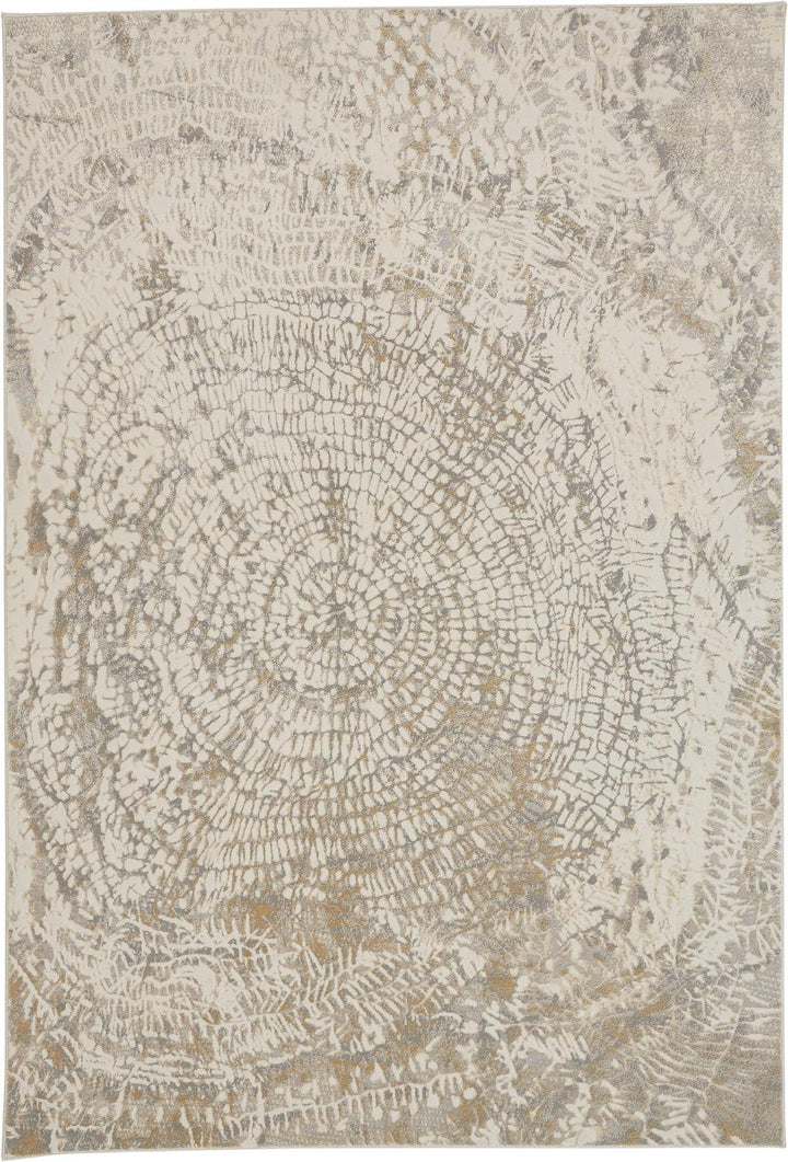 4' X 6' Gray Ivory And Tan Abstract Area Rug