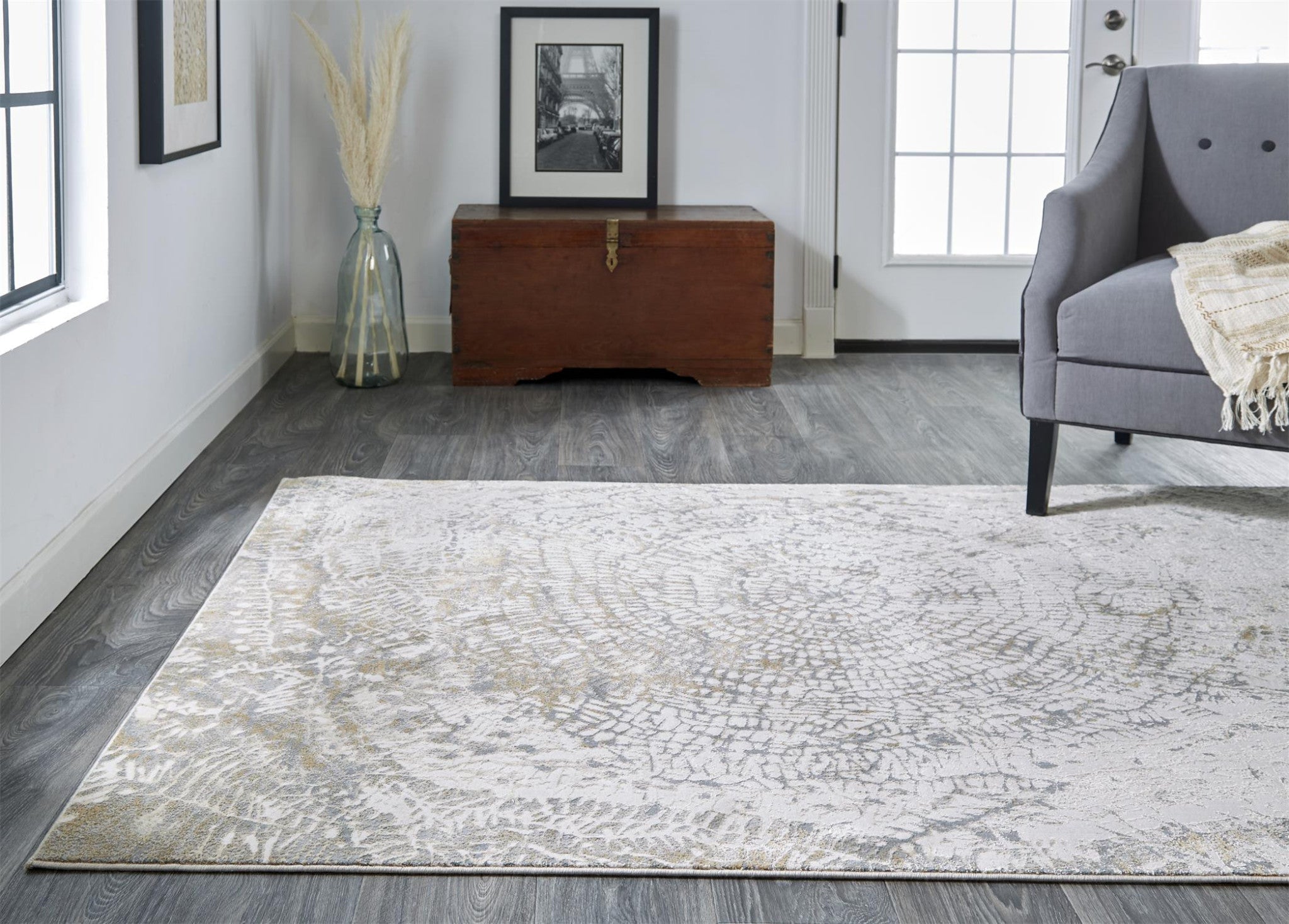 4' X 6' Gray Ivory And Tan Abstract Area Rug