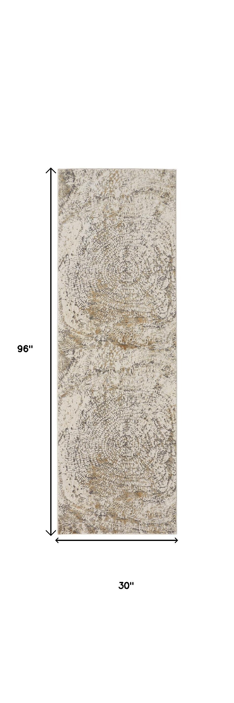 4' X 6' Gray Ivory And Tan Abstract Area Rug