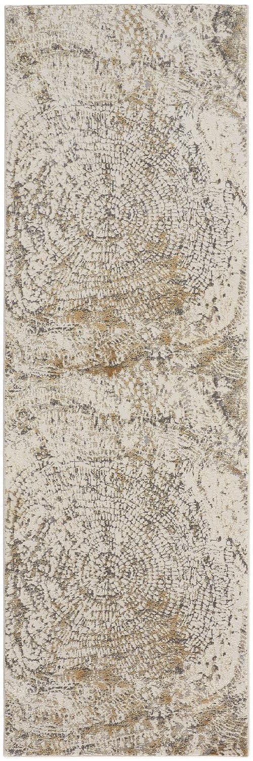 4' X 6' Gray Ivory And Tan Abstract Area Rug