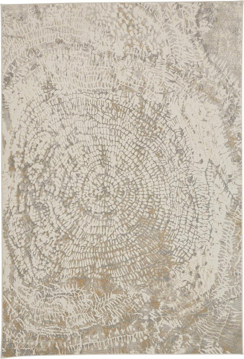 4' X 6' Gray Ivory And Tan Abstract Area Rug