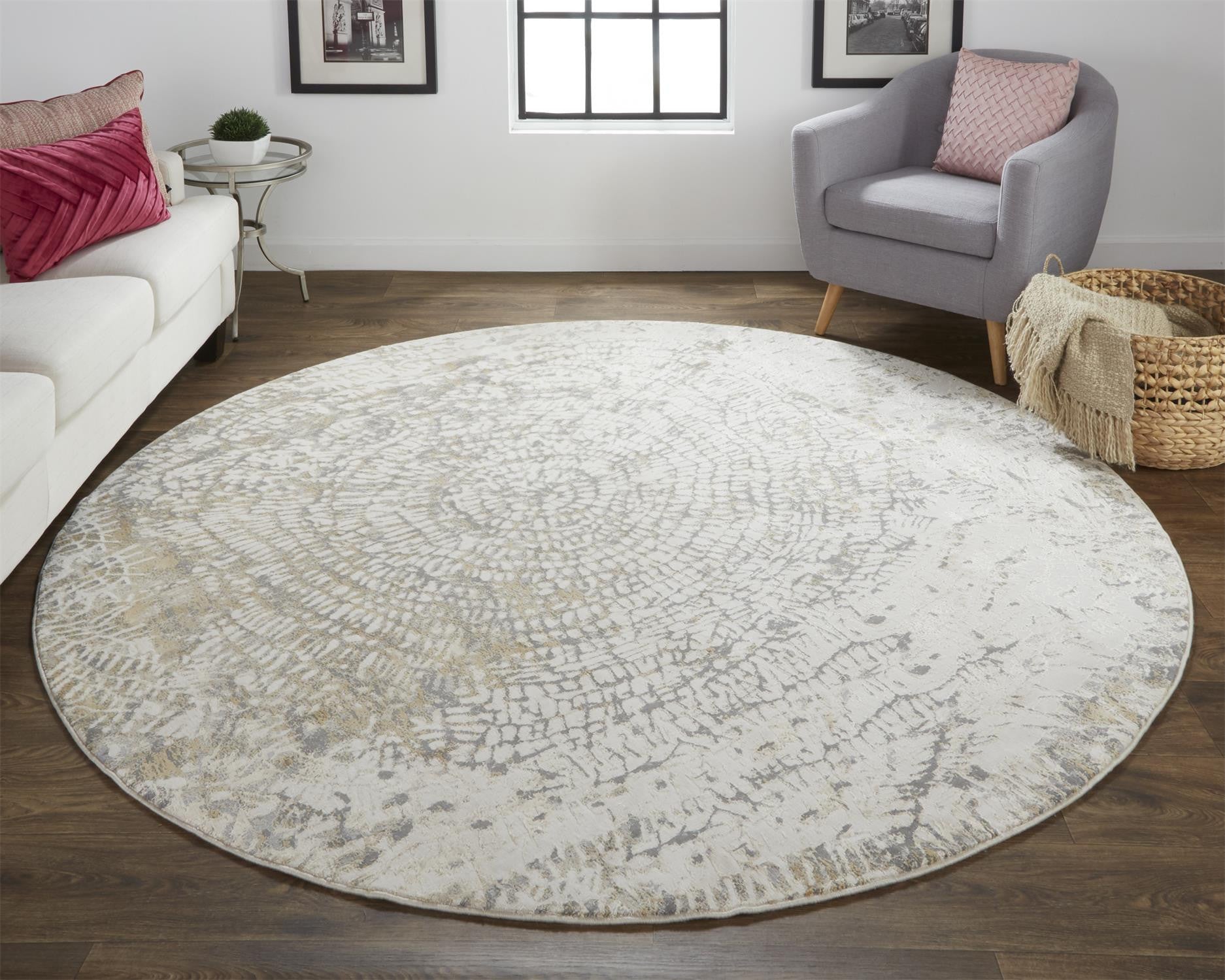 4' X 6' Gray Ivory And Tan Abstract Area Rug
