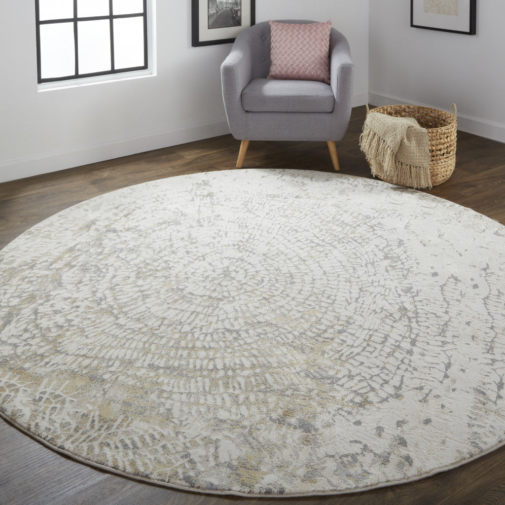 4' X 6' Gray Ivory And Tan Abstract Area Rug