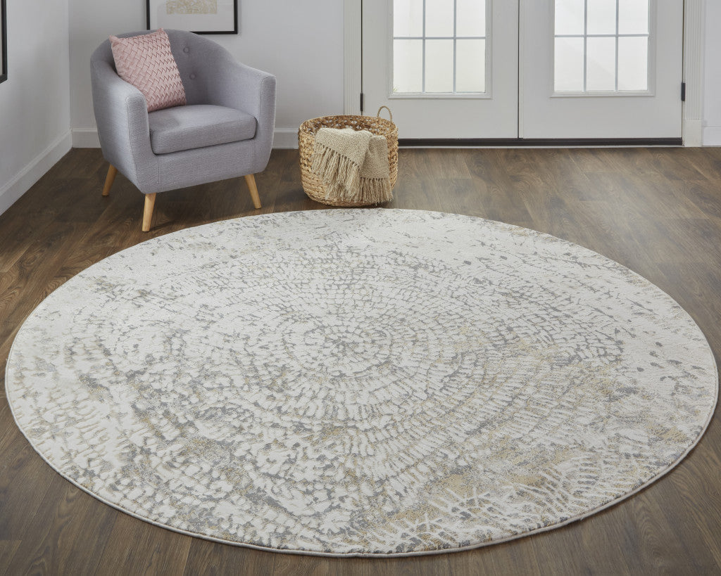 4' X 6' Gray Ivory And Tan Abstract Area Rug