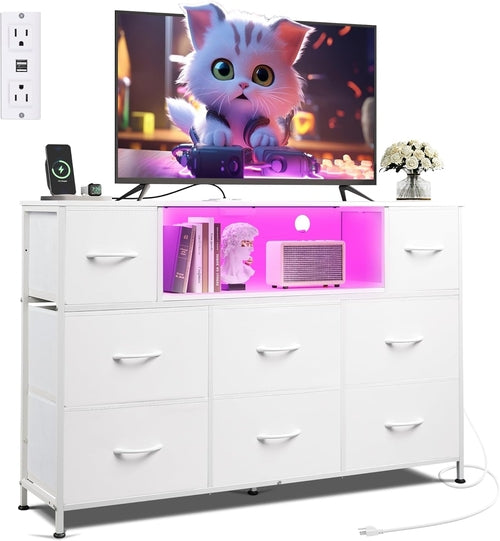 White Dresser for Bedroom, TV Stand for Bedroom for 55 Inch TV with