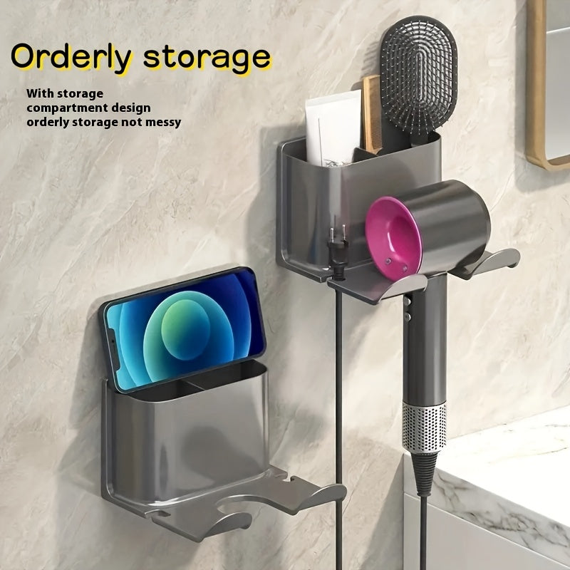 Sleek WallMounted Bathroom Organizer Rack with Smartphone Holder