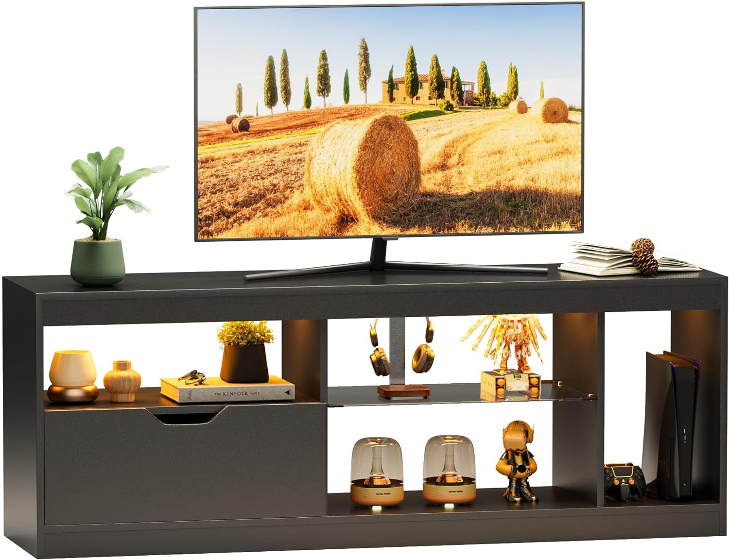 TV Stand, Entertainment Center LED Gaming TV Stand for 65+ Inch TV