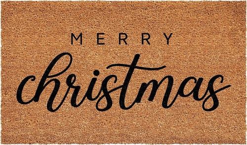 17" X 29" Natural and Black Coir Merry Christmas Outdoor Christmas