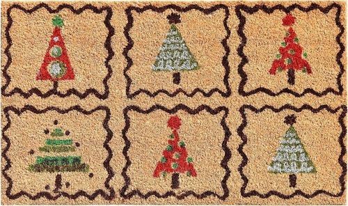 17" X 29" Natural Red and Black Coir Christmas Trees Outdoor Christmas
