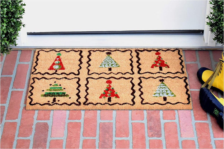 17" X 29" Natural Red and Black Coir Christmas Trees Outdoor Christmas