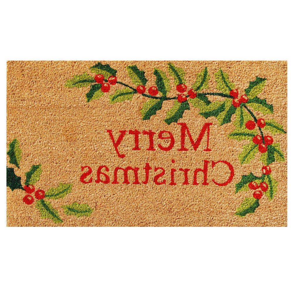 24" X 36" Natural Red and Green Coir Merry Christmas Outdoor Christmas