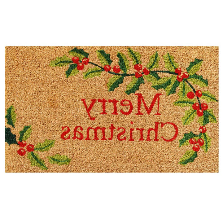 24" X 36" Natural Red and Green Coir Merry Christmas Outdoor Christmas