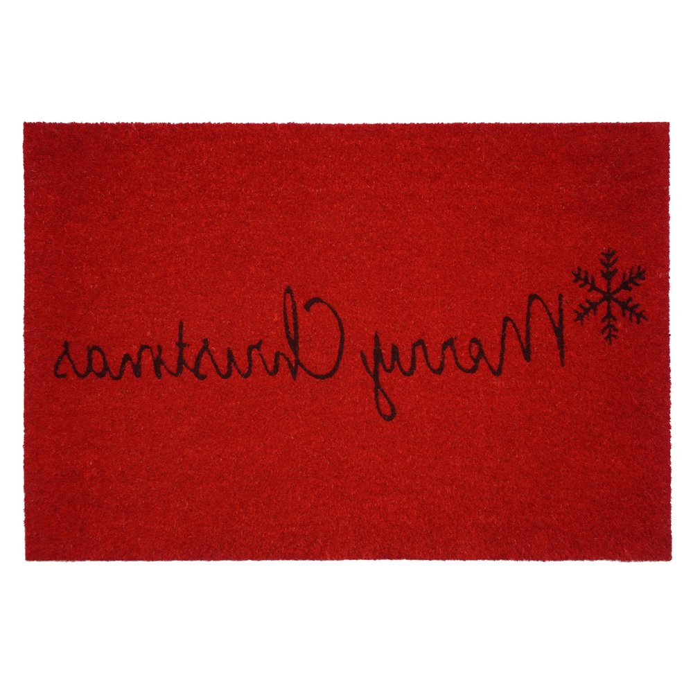 24" X 36" Red and Black Coir Merry Christmas Outdoor Christmas Door