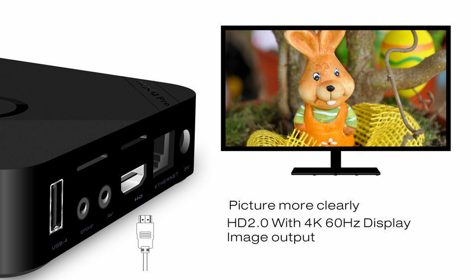 MXQ Pro 4K Ultra HD 64Bit Wifi Android 7.1 Quad Core Smart TV Box