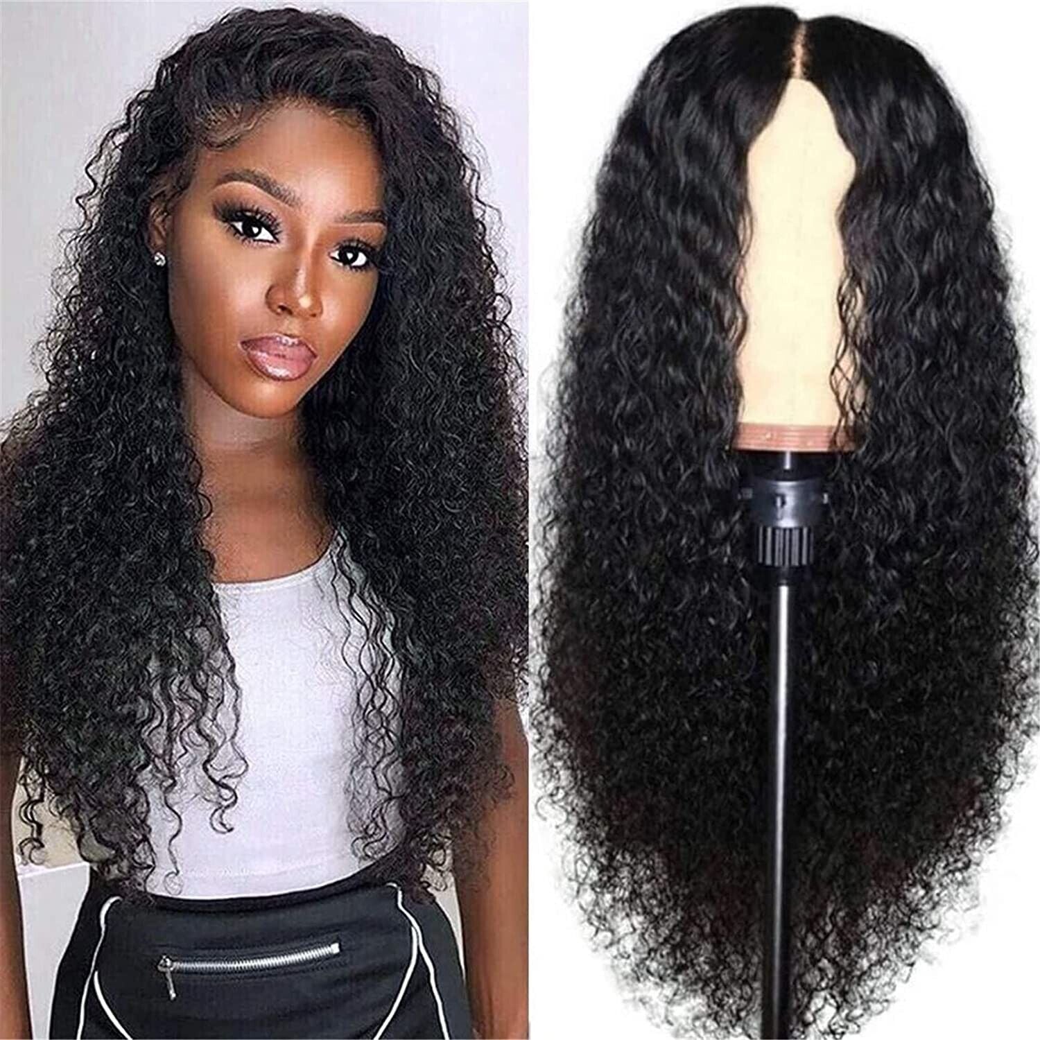 AA Hair Front Wig Womens Brazilian Human Long Curly Lace Wavy Hair Wig