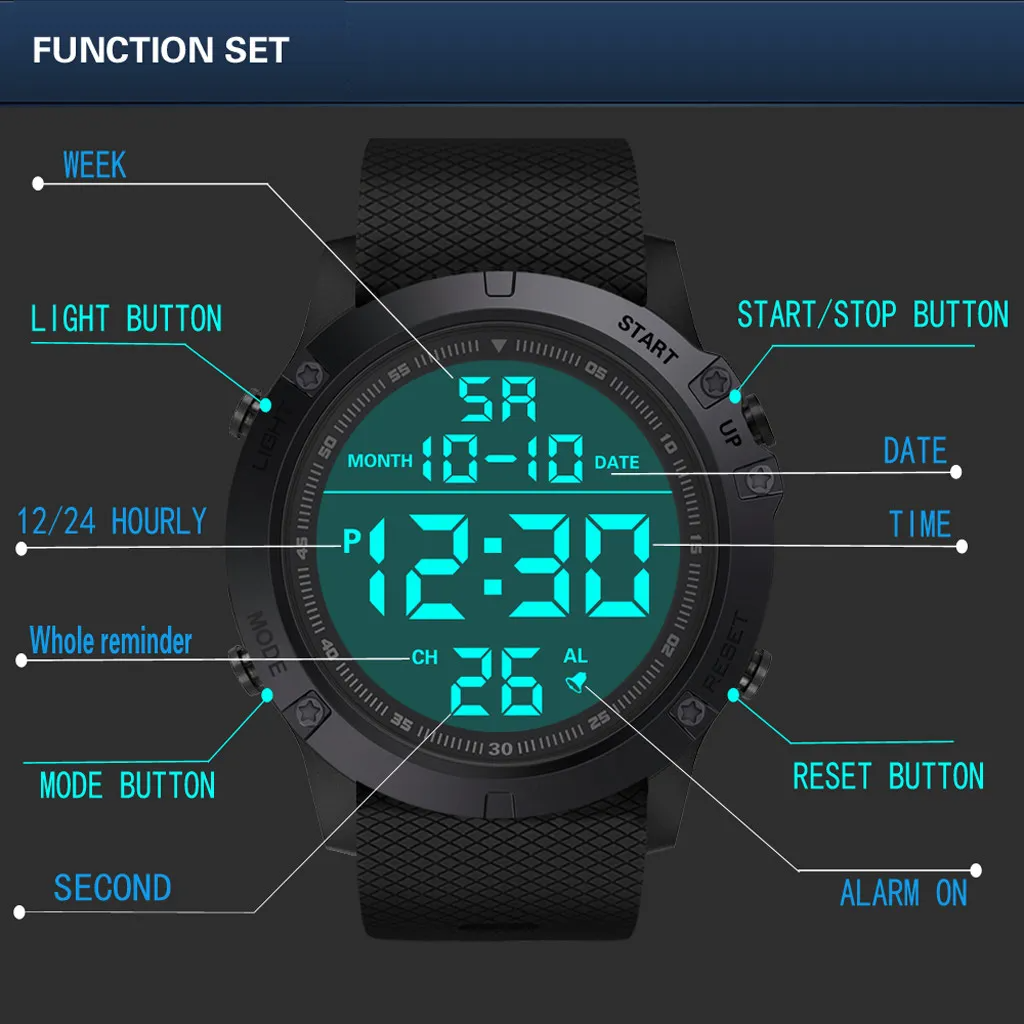 Waterproof Digital Sports Watch Military Tactical LED Backlight