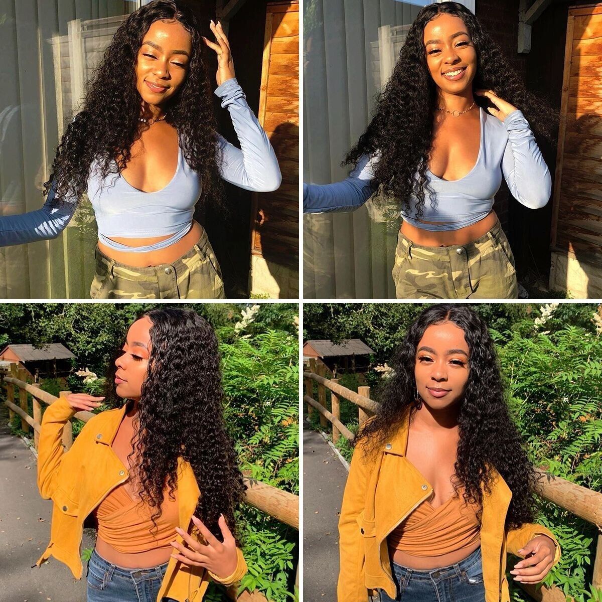 AA Hair Front Wig Womens Brazilian Human Long Curly Lace Wavy Hair Wig