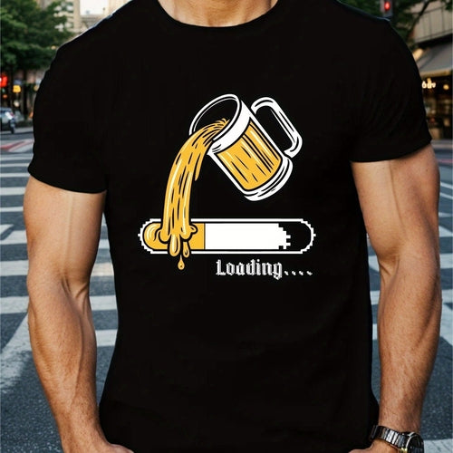 Beer Load Printed T-shirt, Men's T-shirt, Summer Casual Short Sleeved
