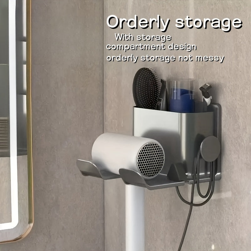 Sleek WallMounted Bathroom Organizer Rack with Smartphone Holder
