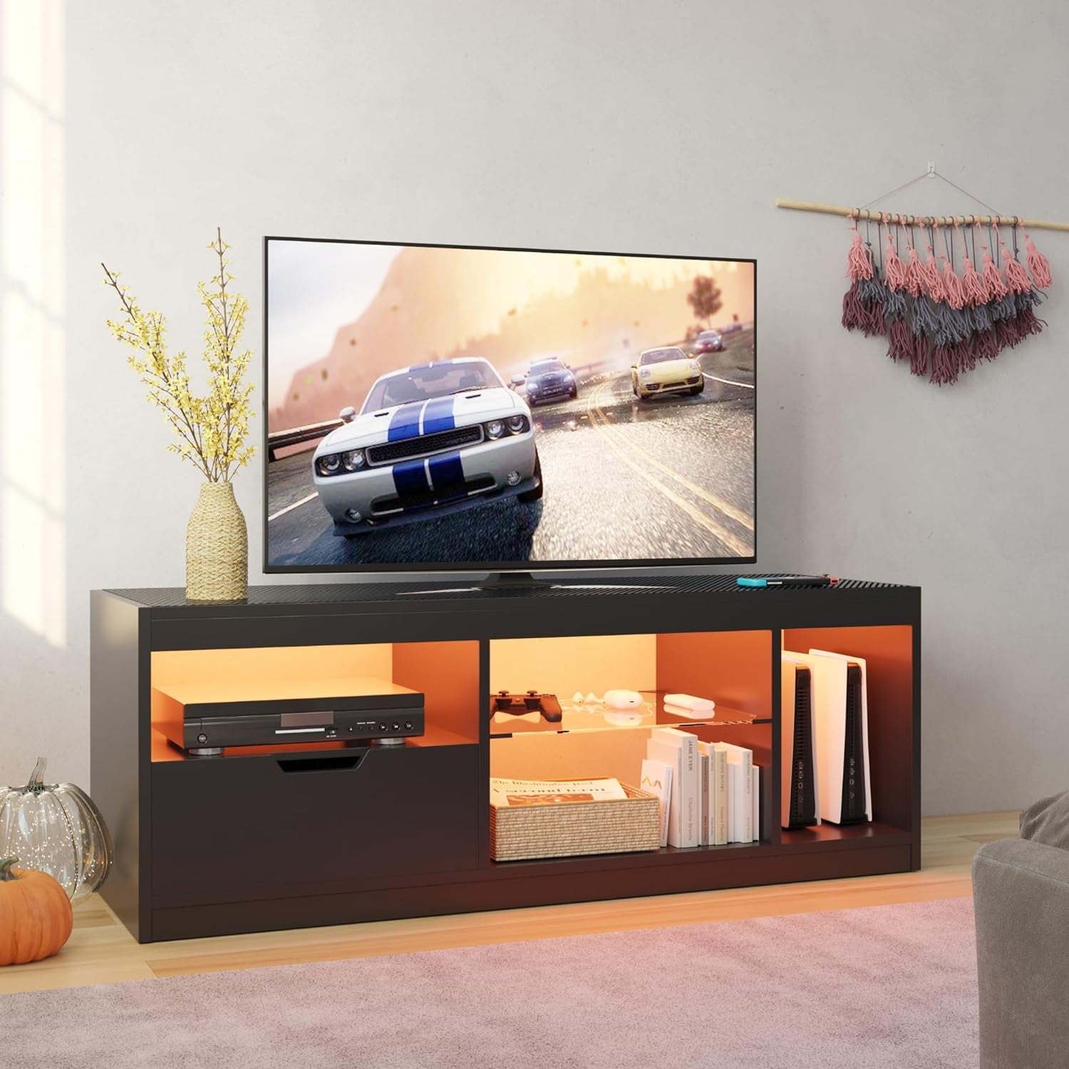 TV Stand, Entertainment Center LED Gaming TV Stand for 65+ Inch TV