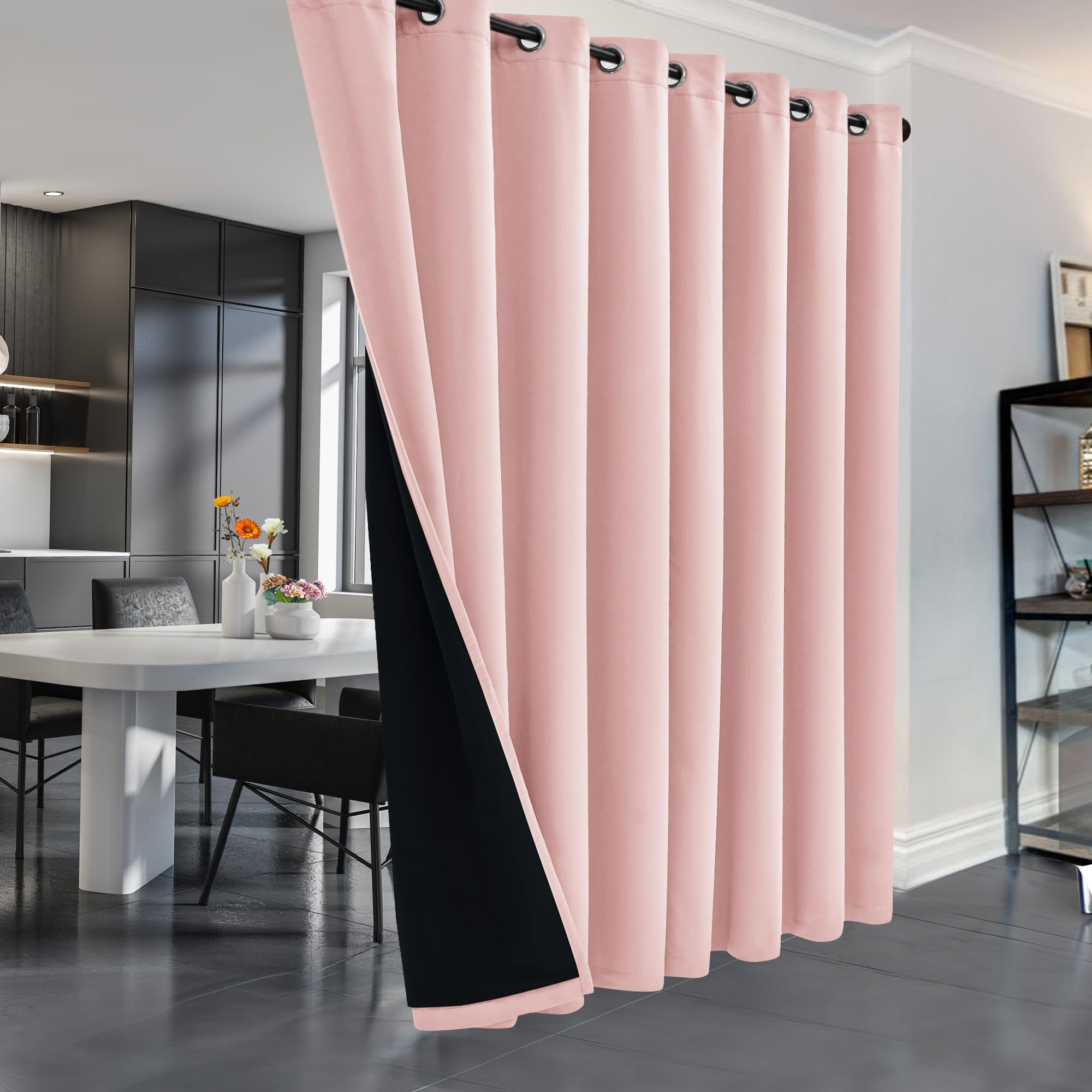 Thermal Noise-Reducing Blackout Curtain, 100x84 Inch, Pink