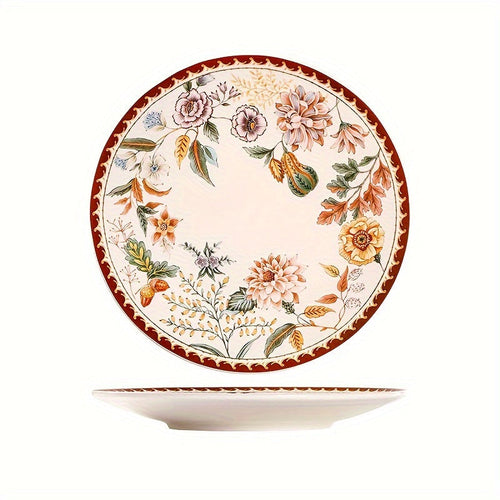 Elegant French Vintage Floral Ceramic Dinner Plate