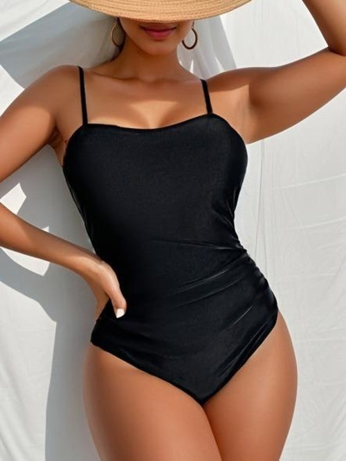 Solid Color One-Piece Swimsuit