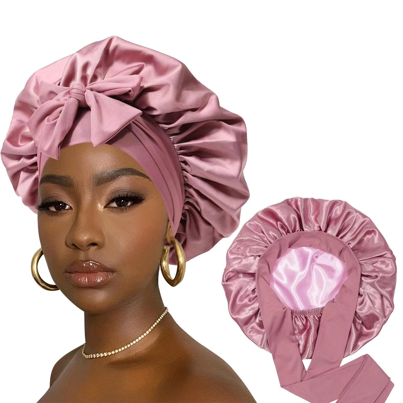 Solid Color Large Double Layer Bow Ribbon Hair Cap