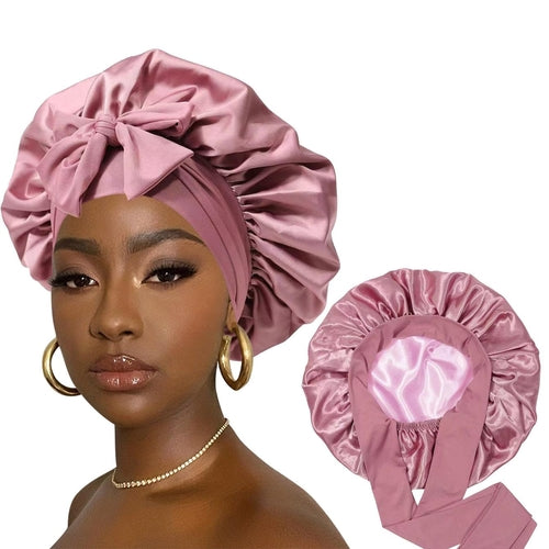 Solid Color Large Double Layer Bow Ribbon Hair Cap