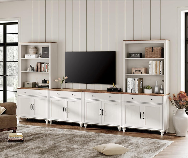 Entertainment Center with Bookshelves for Tvs up to 75", Farmhouse