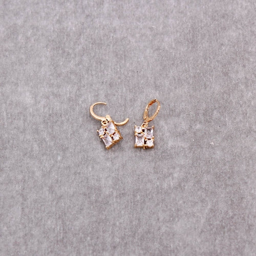 Multi Gemstone Square Dangle Earring