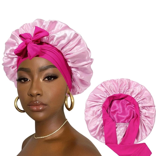 Solid Color Large Double Layer Bow Ribbon Hair Cap