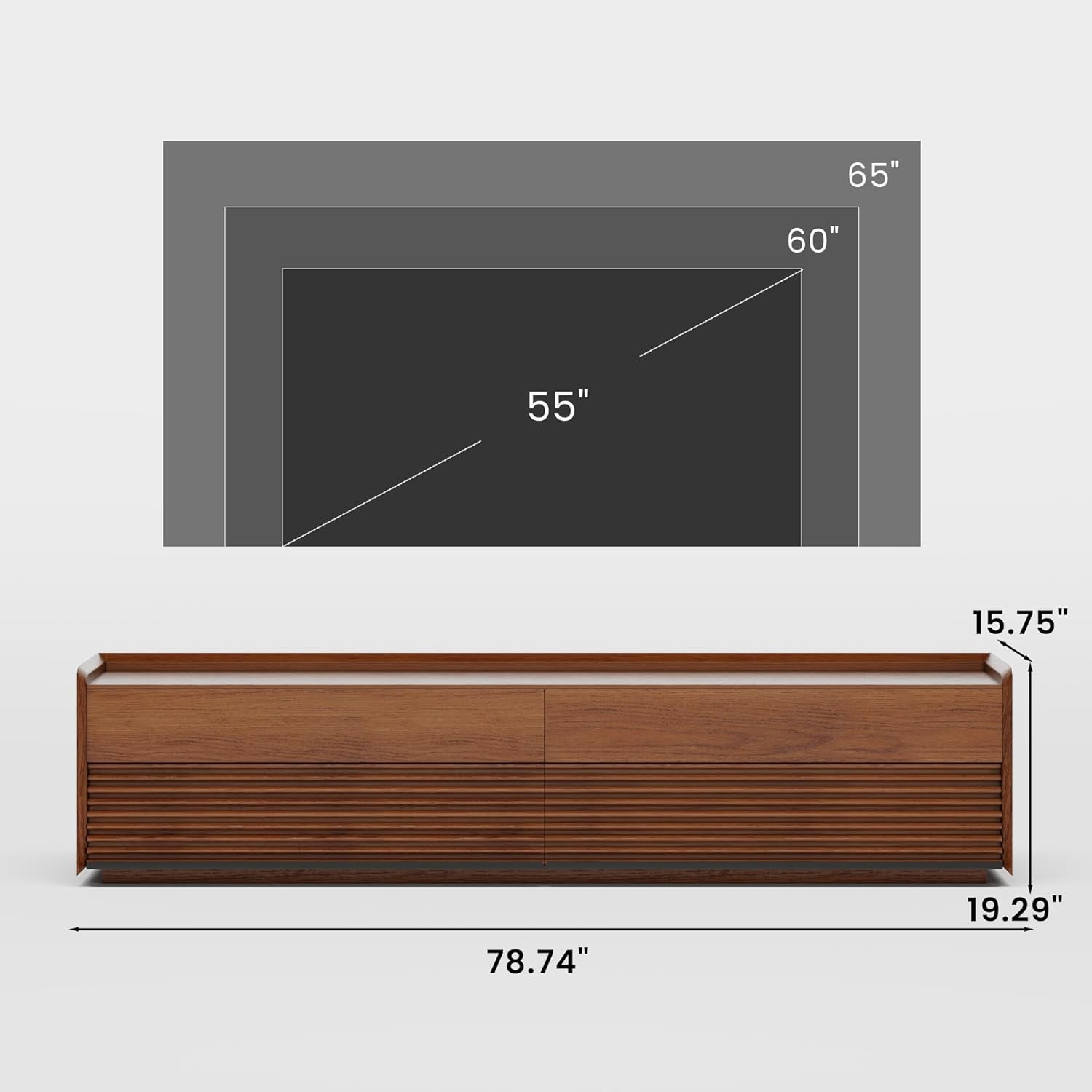 Mid Century Modern TV Stand, 78.74" Entertainment Center with LED