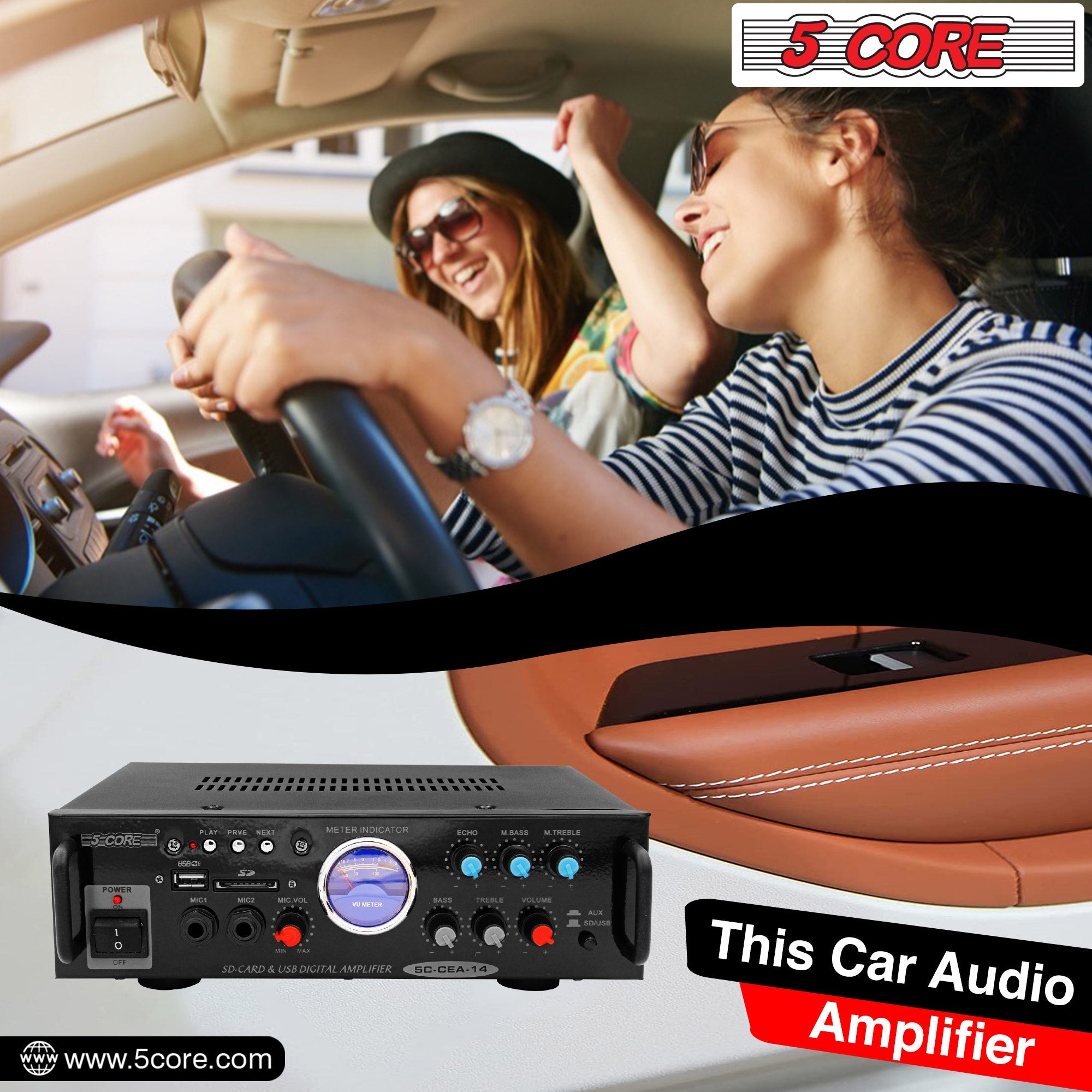 5Core Dual Channel Amplifier Car Audio System 300W Audio Reciver Car