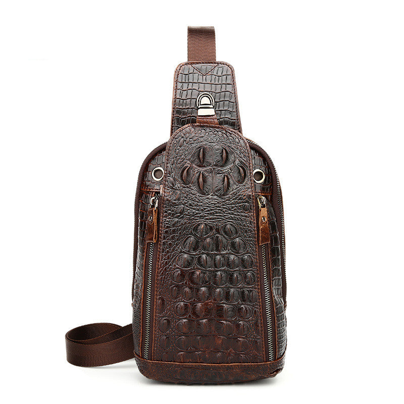 Crocodile Pattern Men's Leather Chest bag