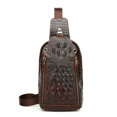 Crocodile Pattern Men's Leather Chest bag
