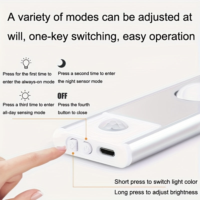 LED Motion Sensing Strip Light with Rechargeable USB and Color