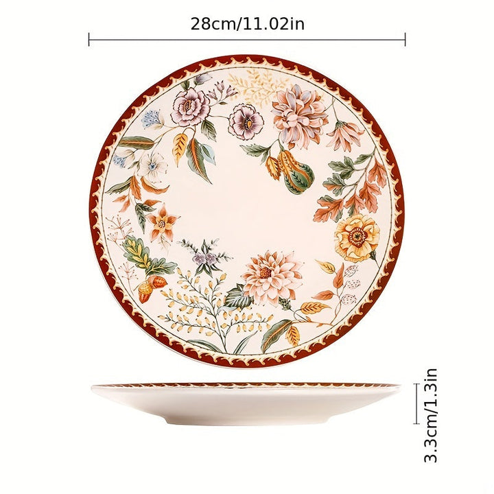 Elegant French Vintage Floral Ceramic Dinner Plate