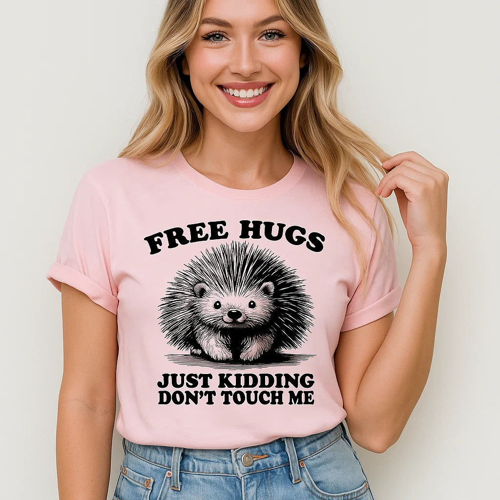 Free Hugs Porcupine T-Shirt Funny Graphic Tee