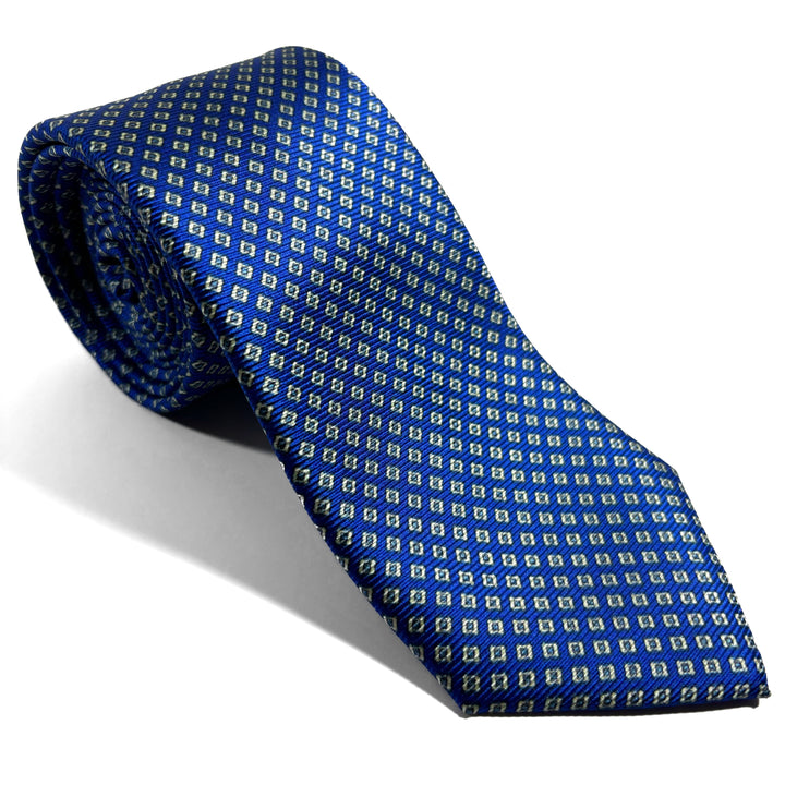 Royal Blue Micro-Geometric Silk Tie (Handmade in Italy)
