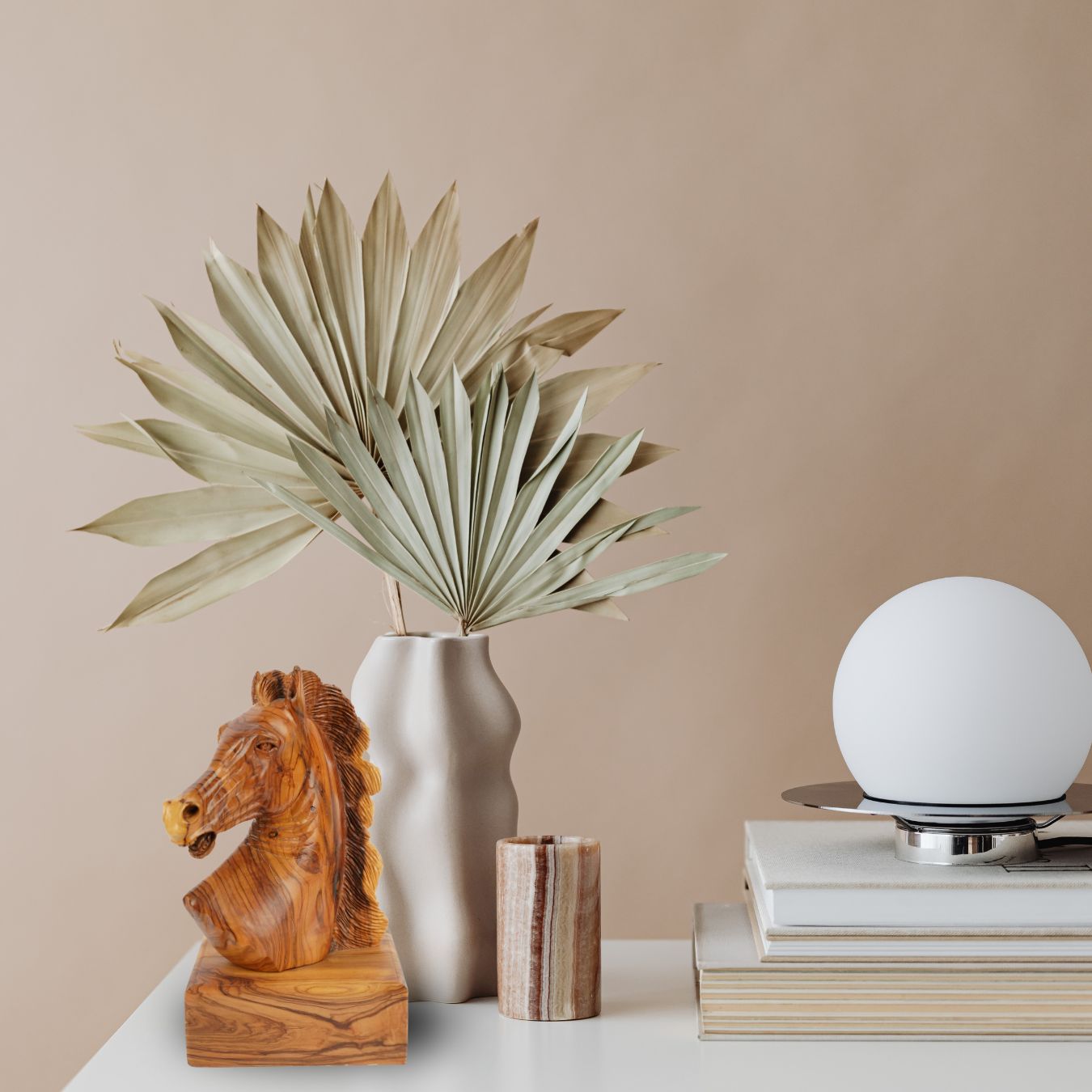 Handgeschnitzter Pferdekopf aus Olivenholz (groß) – Exklusive