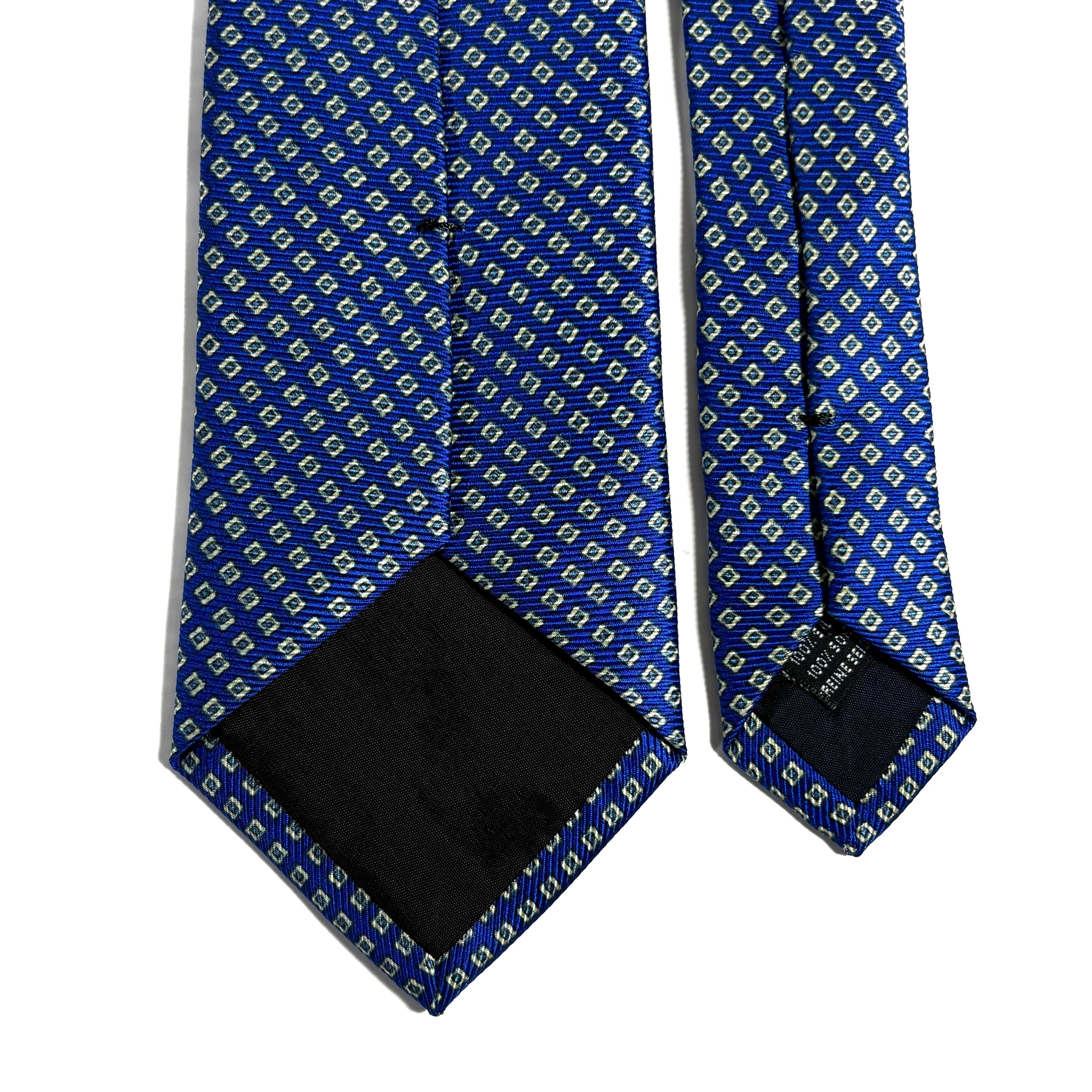 Royal Blue Micro-Geometric Silk Tie (Handmade in Italy)