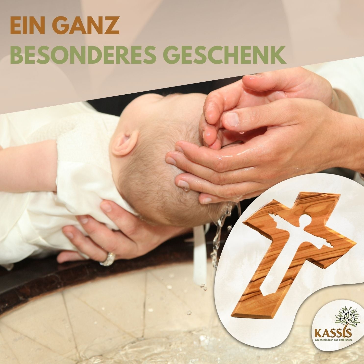 Olivenholz Wandkreuz mit dem Auferstandenen Jesus