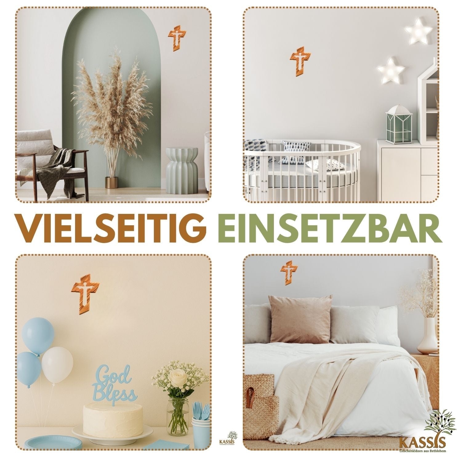 Olivenholz Wandkreuz mit dem Auferstandenen Jesus