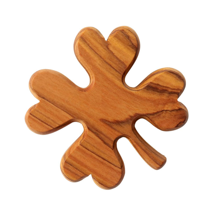 Kleeblatt als Glücksbringer aus Olivenholz