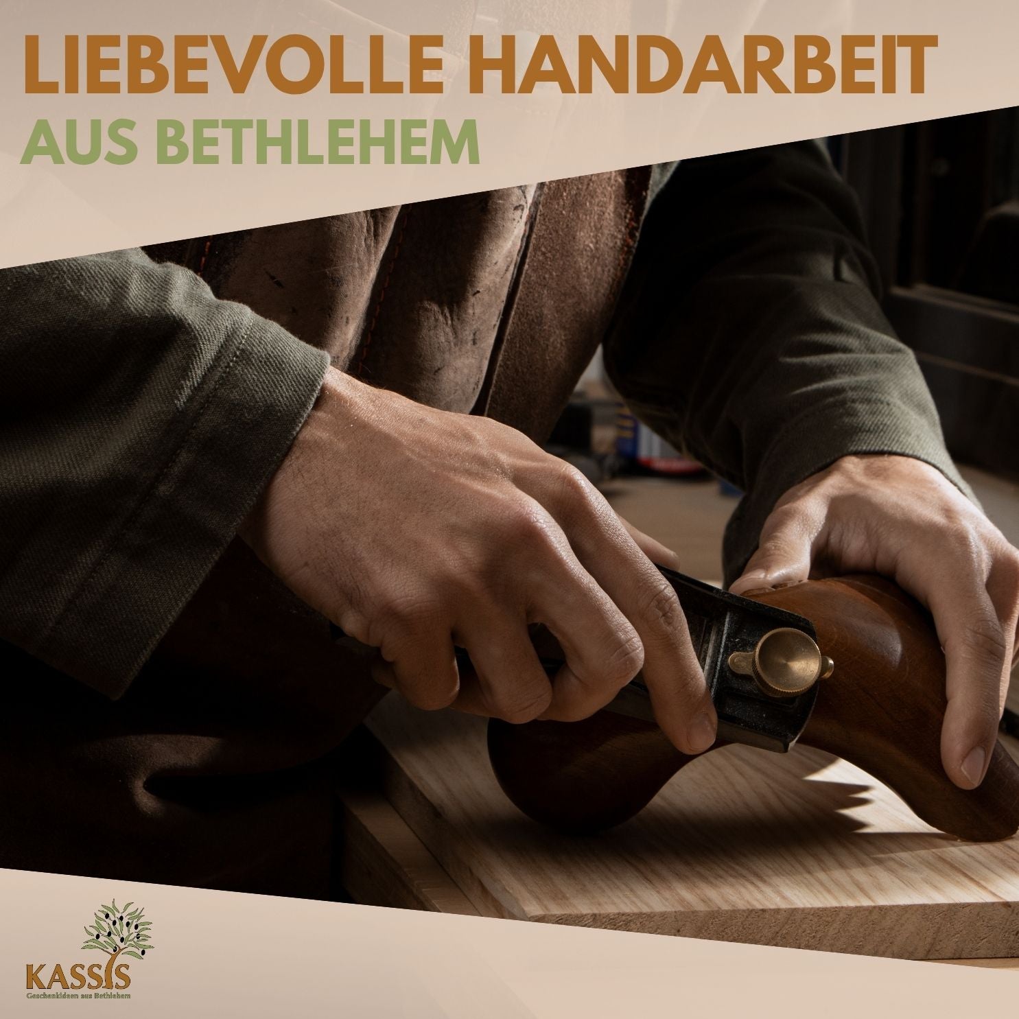 Kleeblatt als Glücksbringer aus Olivenholz