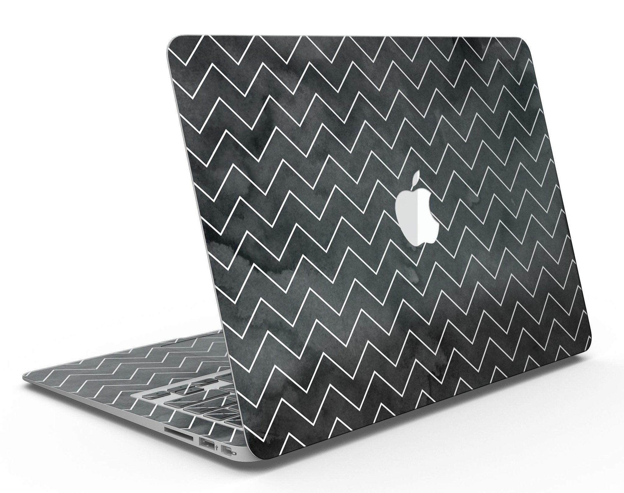 Black Watercolor with White Chevron - MacBook Air Skin Kit