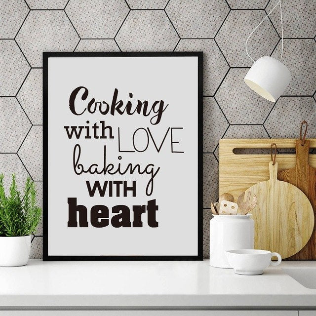 Cooking With Love Kitchen Quote Wall Art Prints