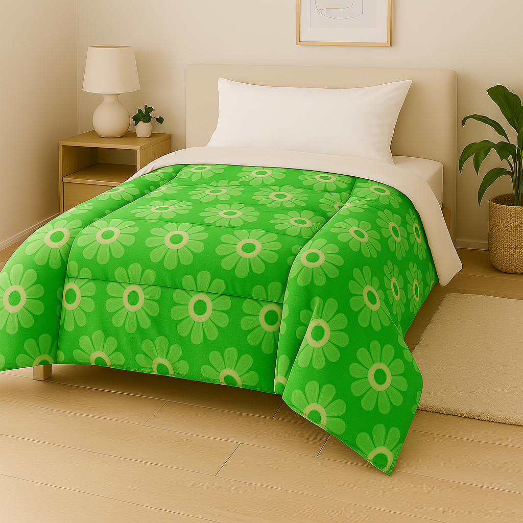 Green floral Microfiber Comforter Twin